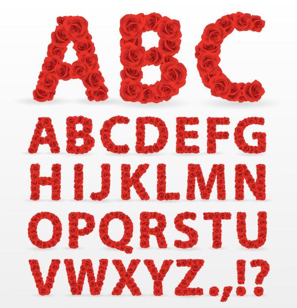Red flower alphabet vector