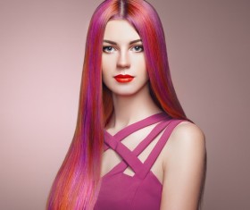 Red long hair woman Stock Photo 02