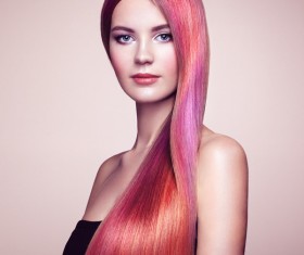 Red long hair woman Stock Photo 03