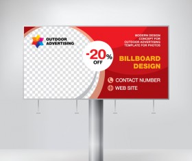 Red outdoor advertising billboard template vector 02