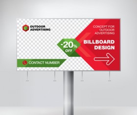 Red outdoor advertising billboard template vector 03