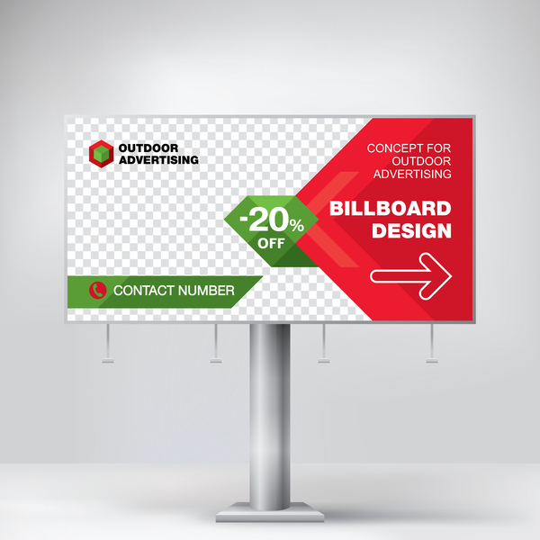 Red outdoor advertising billboard template vector 03