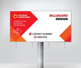 Red outdoor advertising billboard template vector 05