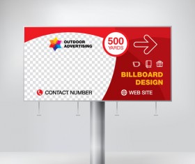 Red outdoor advertising billboard template vector 07