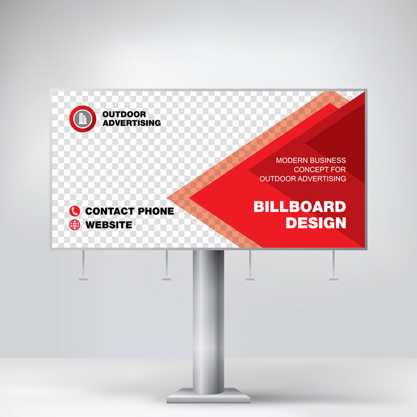 Red outdoor advertising billboard template vector 08