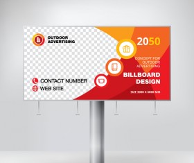Red outdoor advertising billboard template vector 14