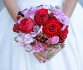 Rose bouquet in the hands of the bride Stock Photo