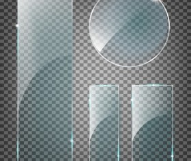 Round and rectangle glass banner vector 01