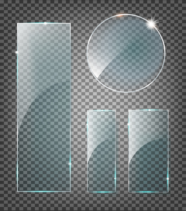 Round and rectangle glass banner vector 01