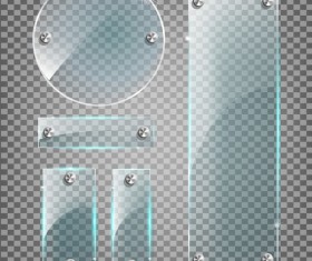 Round and rectangle glass banner vector 02