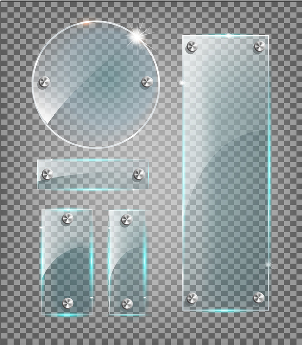 Round and rectangle glass banner vector 02