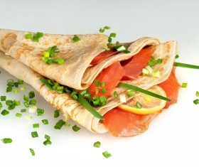 Salmon soft pancake coil Stock Photo 02