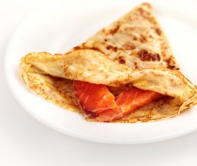 Salmon soft pancake coil Stock Photo 05