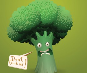 Scared cartoon broccoli vector