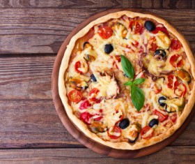 Seafood vegetable pizza Stock Photo