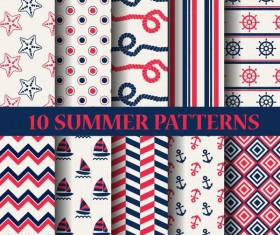Seamless summer patterns vector material 04