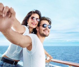 Seaside posing young couple Stock Photo 01