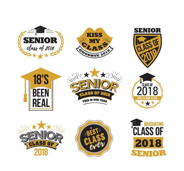 Senior class 2018 labels vector