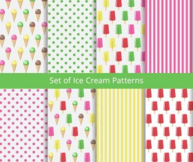 Set ice cream patterns vector material