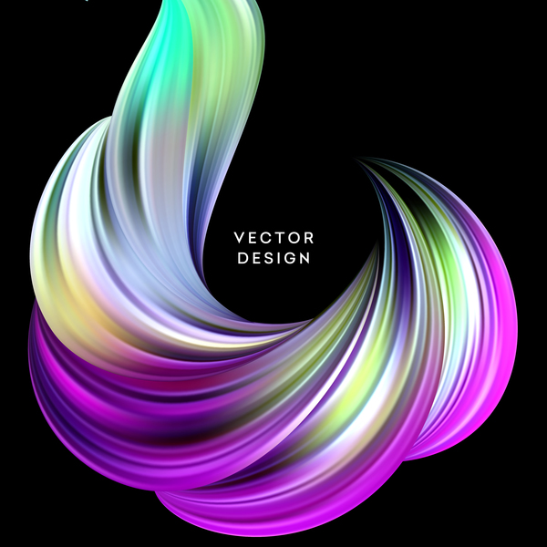 Shiny wavy abstract with black background vector
