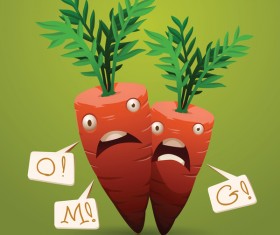 Shocked cartoon carrots vector