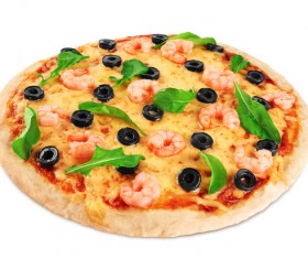 Shrimp vegetable pizza Stock Photo 04