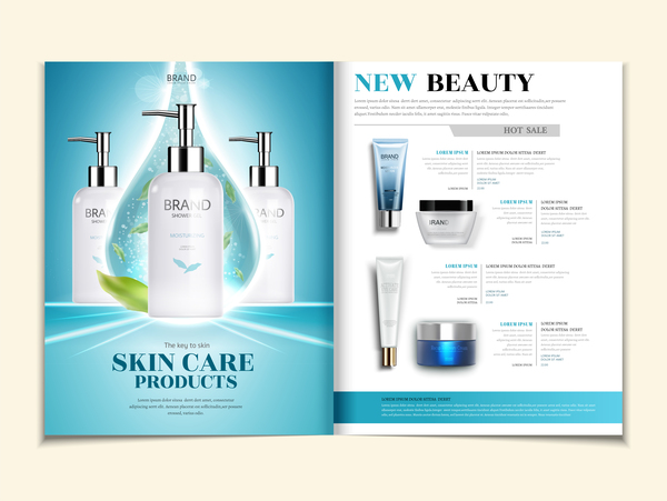 Skin care cosmetic AD template vector