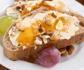Smear peanut butter chocolate bread Stock Photo 02