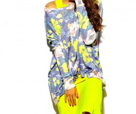 Smiling girl dressed in bright clothes Stock Photo 01