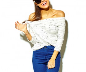 Smiling girl dressed in bright clothes Stock Photo 04