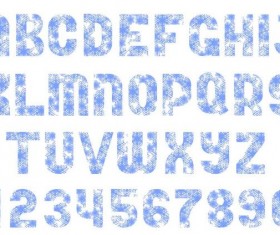 Snow imprinting alphaber with number vector