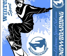 Snowboarding poster template design vector 01