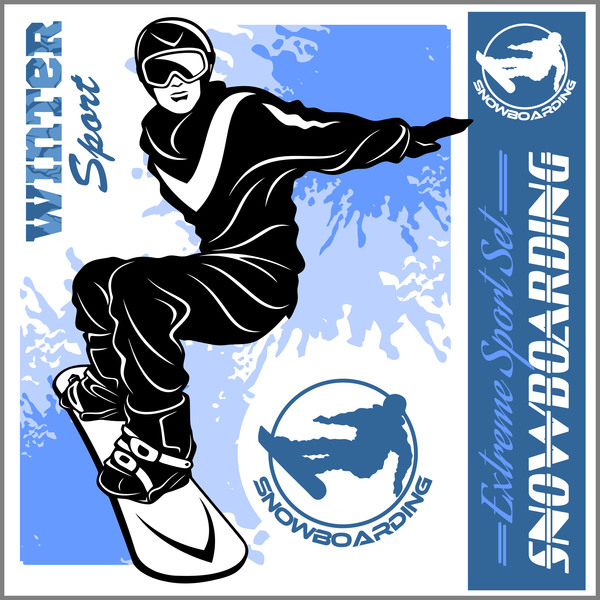 Snowboarding poster template design vector 01