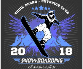 Snowboarding poster template design vector 03