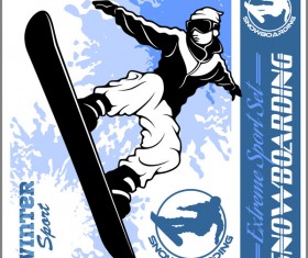 Snowboarding poster template design vector 04