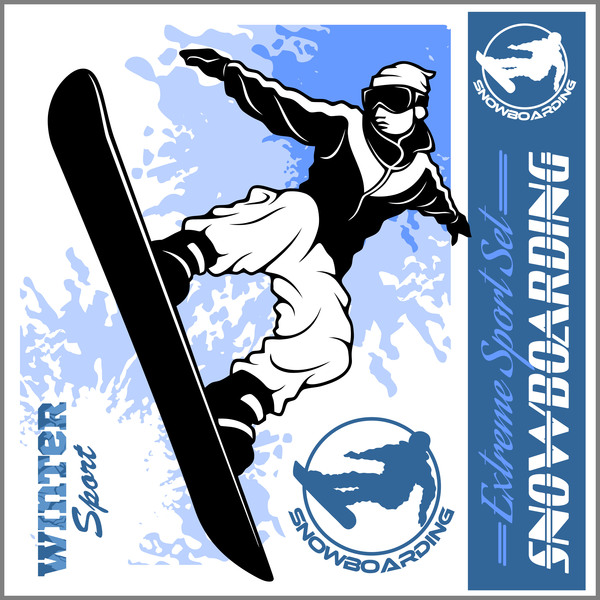 Snowboarding poster template design vector 04