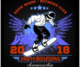 Snowboarding poster template design vector 05
