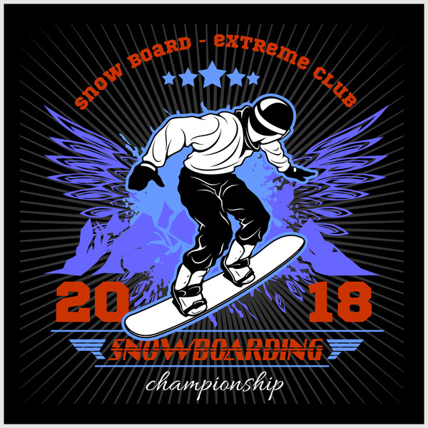 Snowboarding poster template design vector 05