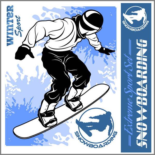 Snowboarding poster template design vector 06