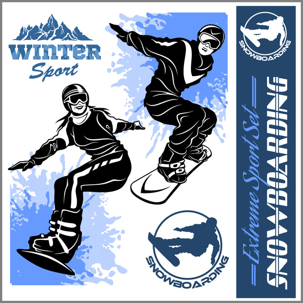 Snowboarding poster template design vector 07