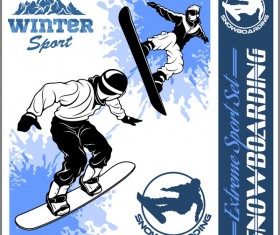 Snowboarding poster template design vector 08