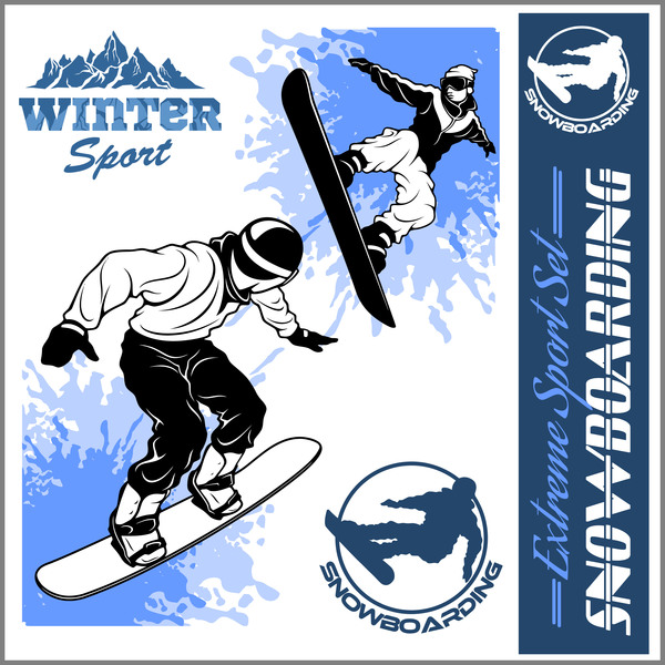 Snowboarding poster template design vector 08