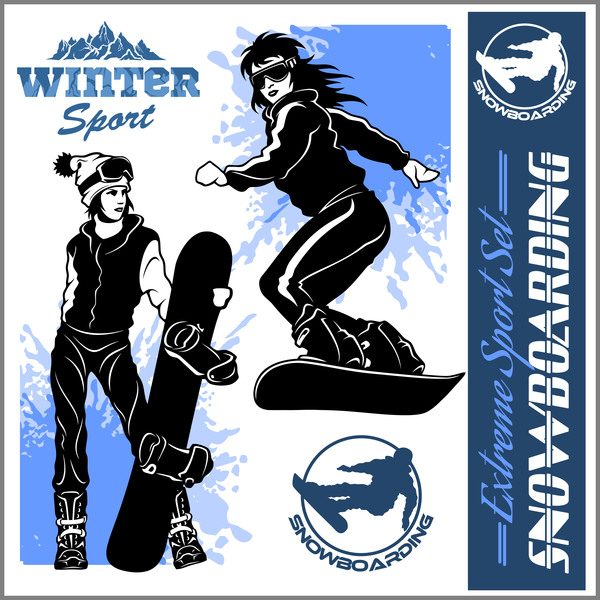 Snowboarding poster template design vector 09