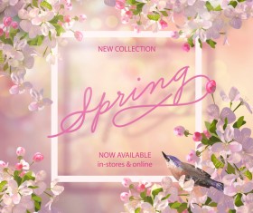 Spring flower background with frame design vector