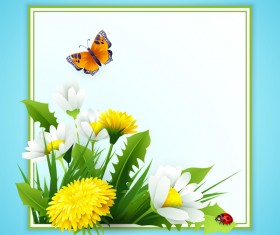 Spring flower frame vectors material 02