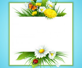 Spring flower frame vectors material 03