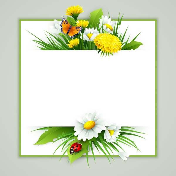 Spring flower frame vectors material 04