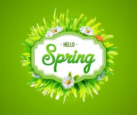 Spring flower label vector material