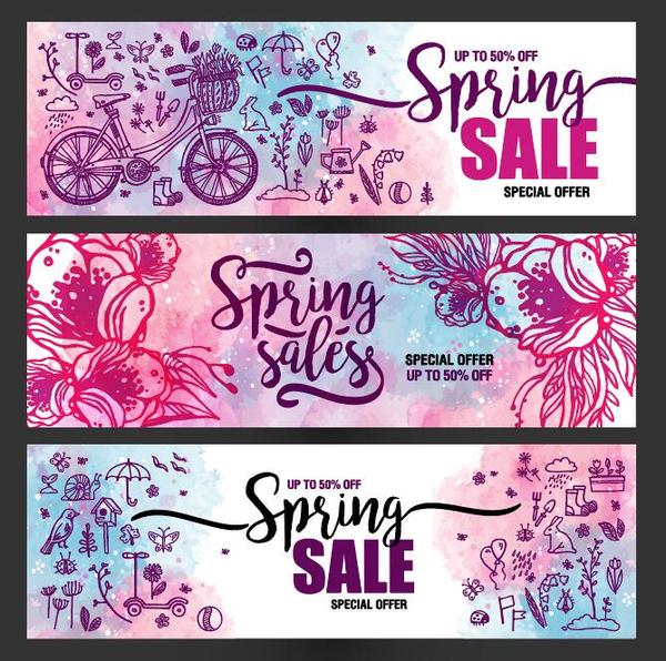 Spring sale sprcial banners template vector 01