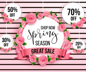 Spring season discount background with circle label vector 03